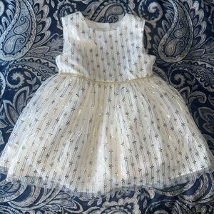 Pastourelle by Pippa &‎ Julie White Gold Foil Star Mesh Dress 12 months 1 year